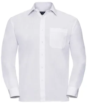 White - Long sleeve polycotton easycare poplin shirt